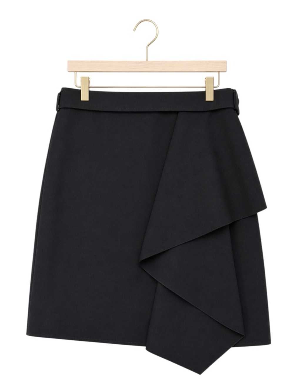 Hugo‎ Boss Black Wrap Skirt Asymmetrical Belted Mini Size 10 Capsule Wardrobe
